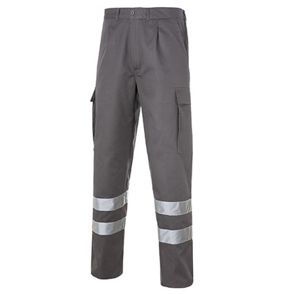 Pantalón 11383 multibolsillos con bandas reflex, poliéster algodón 240 gr.