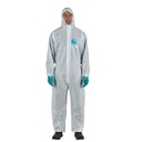 ​​​​​Buzo desechable Ansell Alphatec Microgard 1500 Wh Plus -111, cat. III,  prot. química tipo 5 y 6, antiestático, muy transpirable.