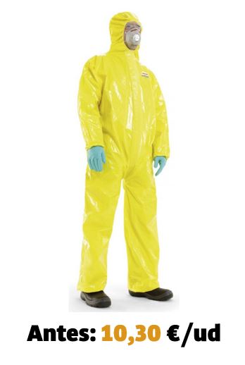 [4503000.S] Buzo desechable Spacel 3000 RA/EBJ - amarillo tipo 3,4,5 y 6, riesgos químicos y biológicos