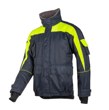 Cazadora frigorista Sioen Nibas frío extremo hasta -40 °C. Detalles alta visibilidad para mayor seguridad, cuello polar. 